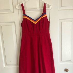 Modcloth Red Verve Confirmed Cotton Sundress Dress